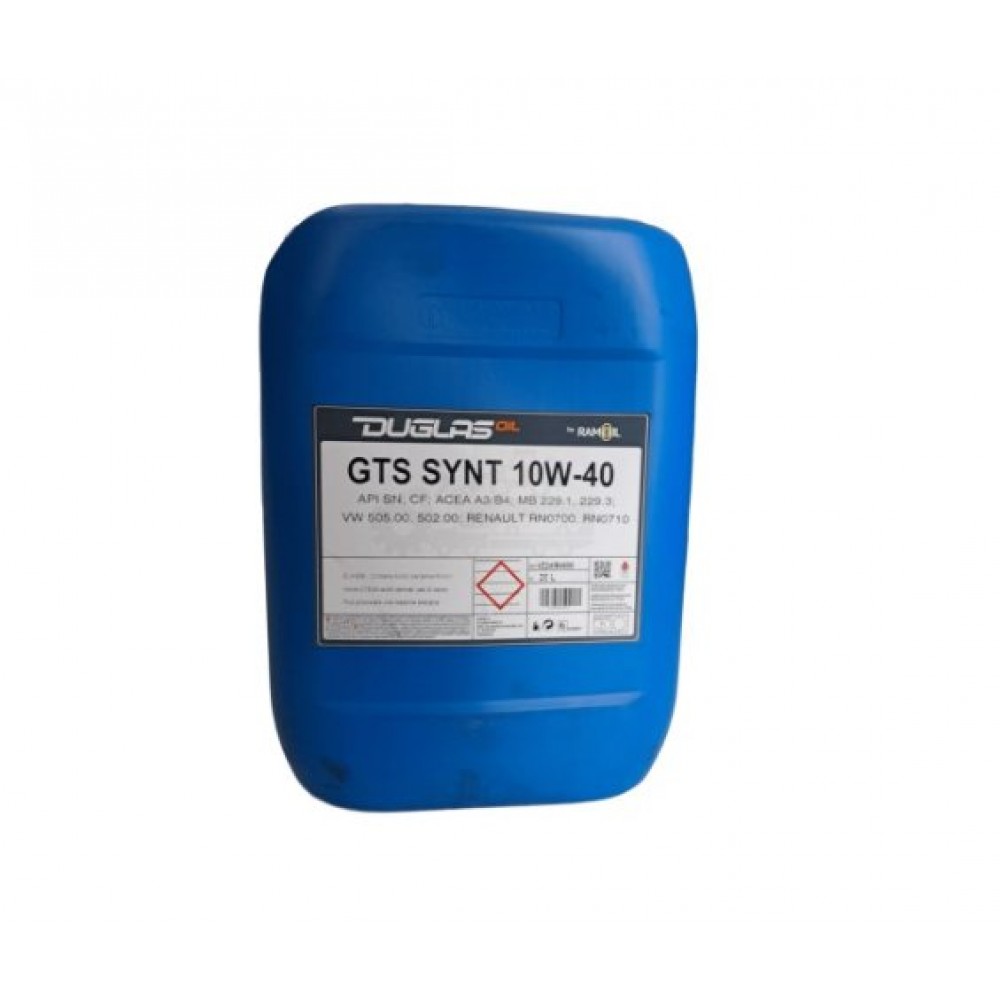 ΛΑΔΙ 10W40 (20L) DUGLAS GTs SYNT API SN, CF; ACEA A3/B4; MB 229.1, 229.3; VW 505.00, 502.00; RENAULT RN0700, RN0710 ΛΑΔΙ 10W40 (20L) DUGLAS GTs SYNT API SN, CF; ACEA A3/B4; MB 229.1, 229.3; VW 505.00, 502.00; RENAULT RN0700, RN0710