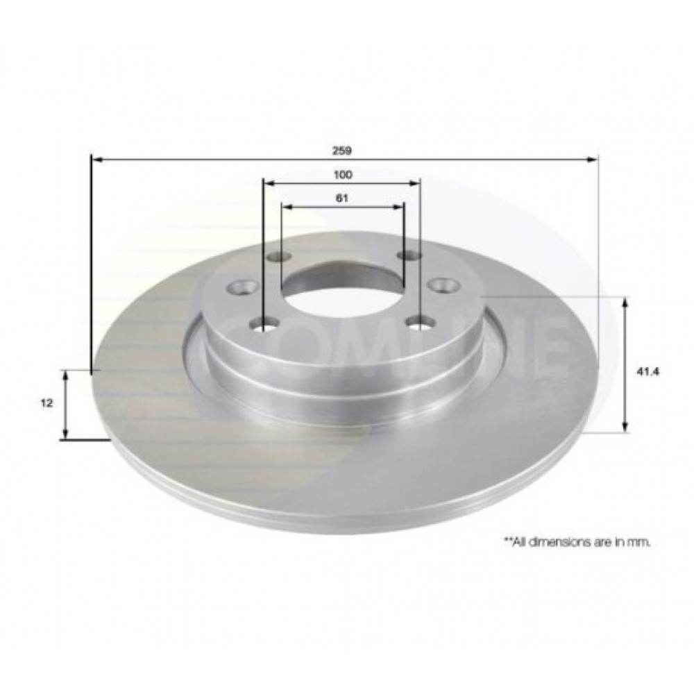 ΔΙΣΚΟΠΛΑΚΑ ΕΜΠΡΟΣΘΙΑ SMART FORTWO 14-15/RENAULT LOGAN 04-12,TWINGO 93-14/DACIA SANDERO 08-12 (ADC2709)(COMLINE)(6001 577 683)