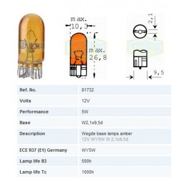 ΛΑΜΠΑ (12V-5W) ΕΛΙΑ ΧΩΡΙΣ ΚΑΛΥΚΑ  ΛΑΜΠΑ (12V-5W) ΕΛΙΑ ΧΩΡΙΣ ΚΑΛΥΚΑ